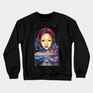 Asian girl with siamese fighting fish Crewneck Sweatshirt